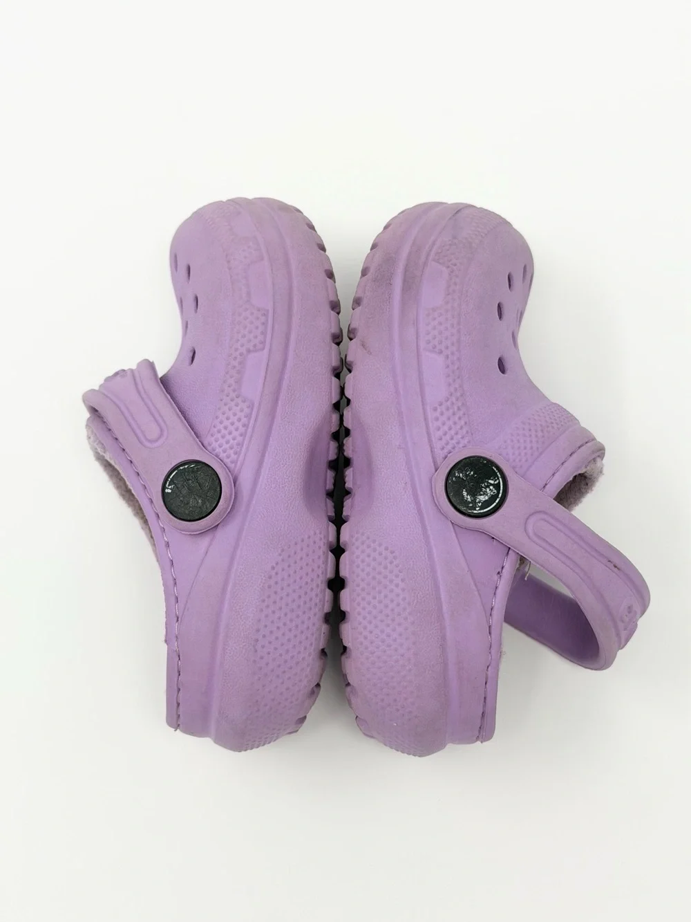 Crocs Kids C6 Purple Fleece Lined Clogs Toddler Slip On Shoes Cozy Comfy